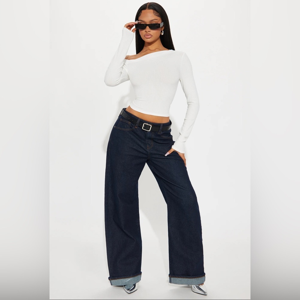 🎉 Fashion Nova Trendy Indigo Flare Wide Leg Jeans Sz 14W